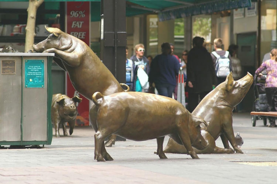 «Выходной» или Rundle Mall Pigs, Аделаида, Австралия